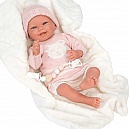Arias Reborn Adriana новорожденный пупс мягкий 40 см., в роз. одежде, с соской - игрушкой, с одеялом, в коробке