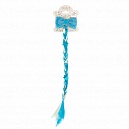 Lukky Fashion накладная коса на заколке с бантом, бело-голубой цвет, 40 см, пакет с подвесом