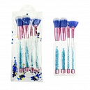 Кисточки для нанесения макияжа Lukky набор из 4 штук, голубые, с подвижными кристаллами, нейлон