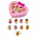 1TOY наб.украш."Sweet heart Bijou" в светло-розовой шкатулке 8 колец мороженки, 13*11,5см, 12 шт. в д/б.27*25*12,5см