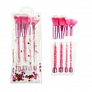 Кисточки для нанесения макияжа Lukky набор из 4 штук, розовые, с подвижными кристаллами, нейлон