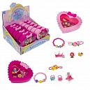 Набор украшений в шкатулке для девочки 1TOY Sweet heart Bijou: 2 колечка, браслет, заколочка, 2 резинки