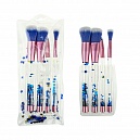Кисточки для нанесения макияжа Lukky набор из 4 штук, голубые, ручки с блестками, нейлон
