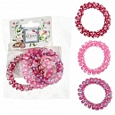 Lukky Fashion набор из 3 резинок д.волос спираль с принтом Звёздочки,цв.:красный/розовый/бордовый