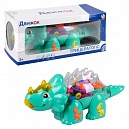 1toy Движок Динозавр Трицератопс прозрач. с механизмом на батарейках, свет, звук, коробка